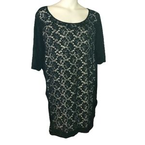 Ladies TORRID Lil' Sexy Black Lace Gathered Dress 3/4 Sleeve Size 3  Open Back